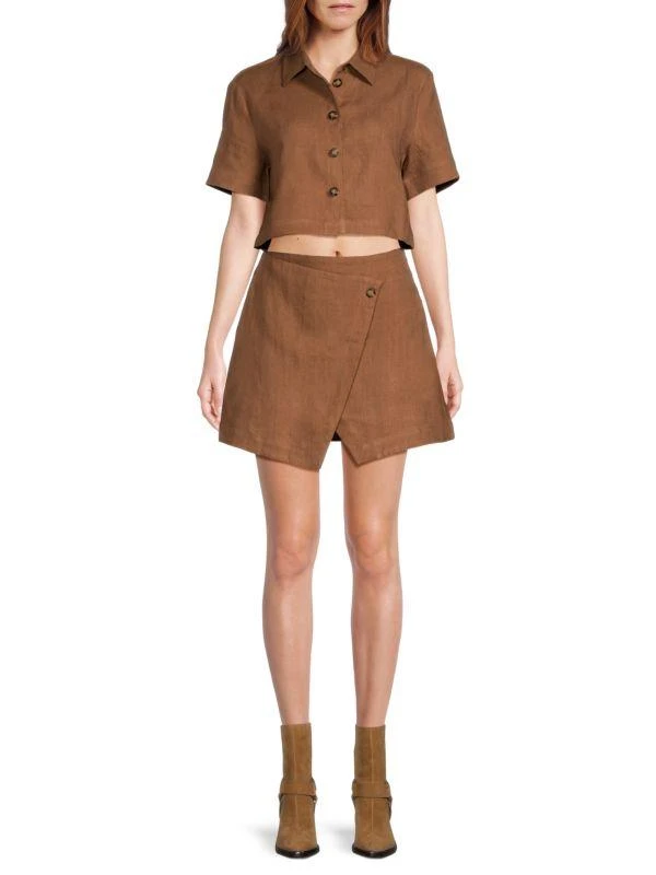 Hevron Shelly Linen Waist Cutout Minidress 1