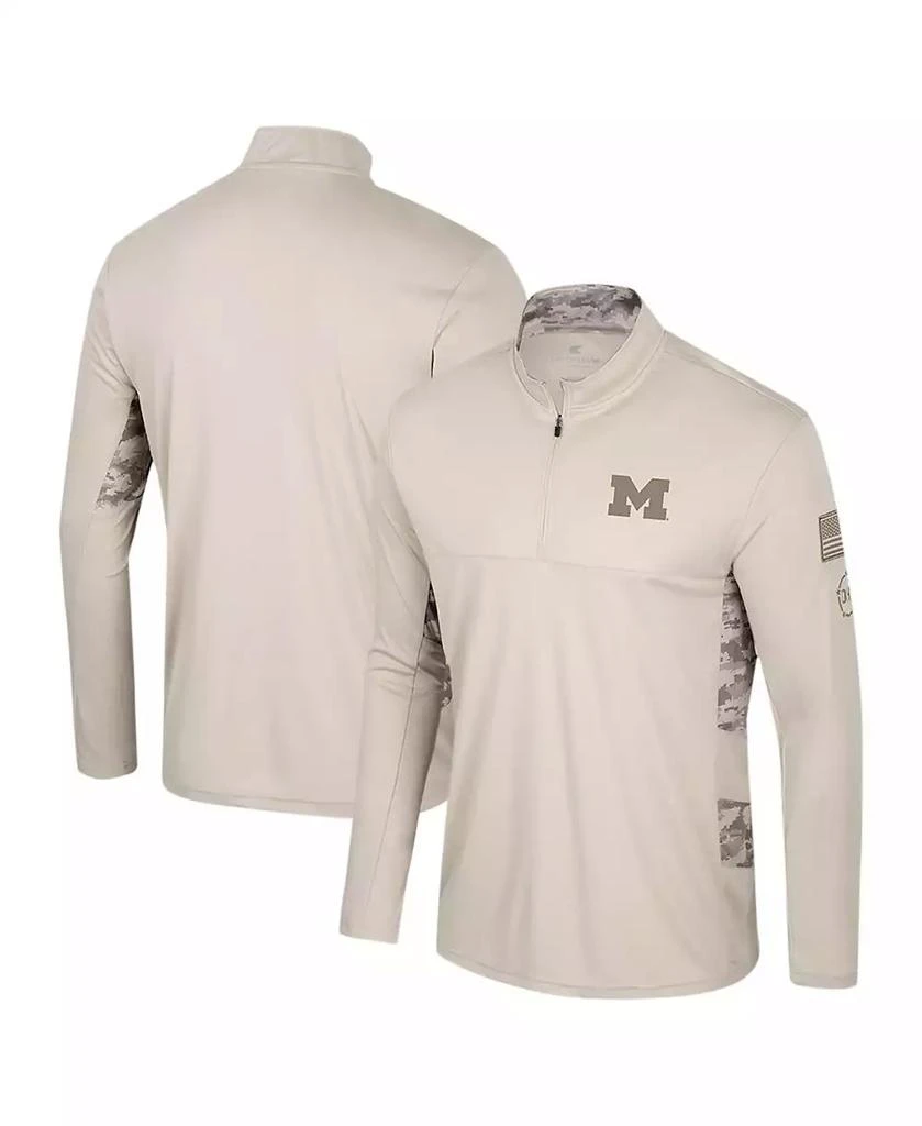 Colosseum Men's Natural Michigan Wolverines OHT Military Appreciation Quarter-Zip Jacket 1