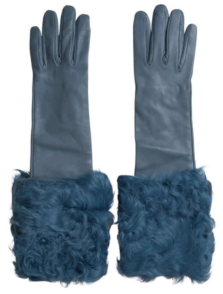 Dolce 
Gabbana Leather Fur Mid Arm Length Women
s Gloves