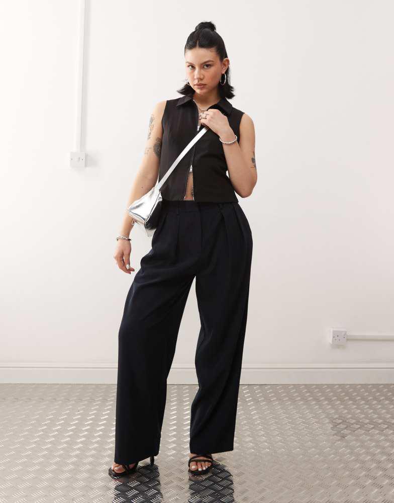 Motel Motel nala slouchy wide leg low rise trousers in navy