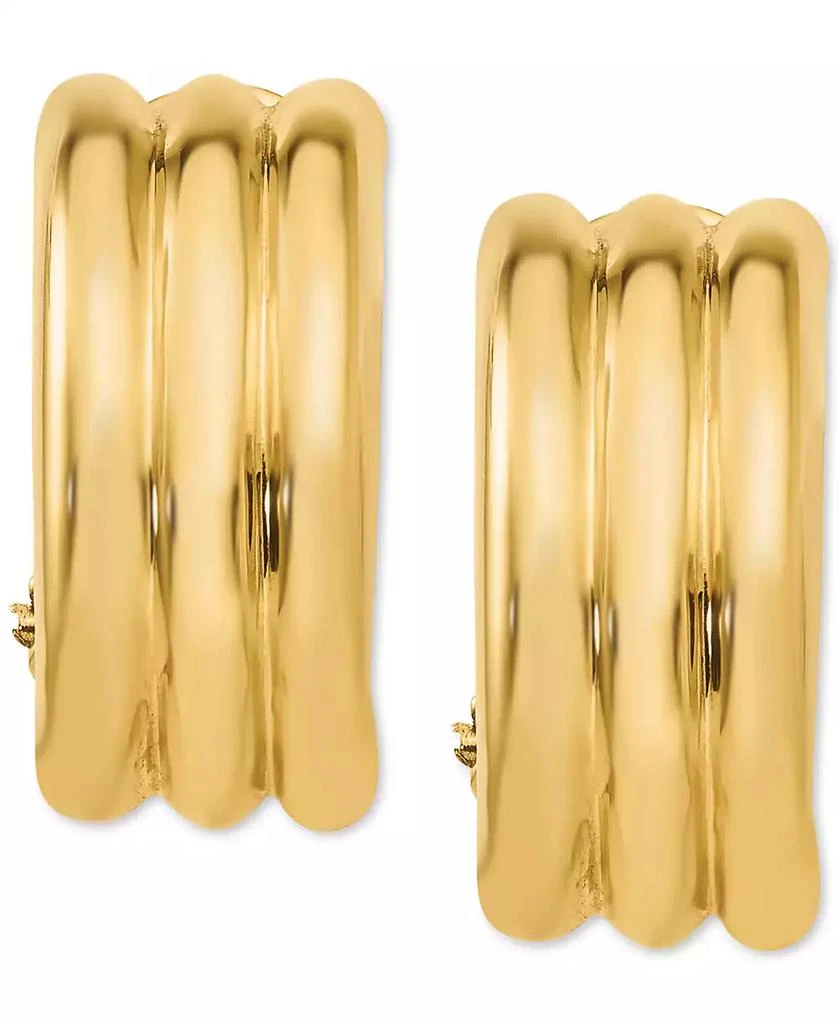 Macy
s Ridge Textured Half Hoop Clip-On Earrings Set in 14k Gold or 14k White Gold 3