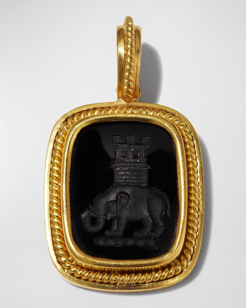 Elizabeth Locke 19K Elephant and Castle Onyx Pendant