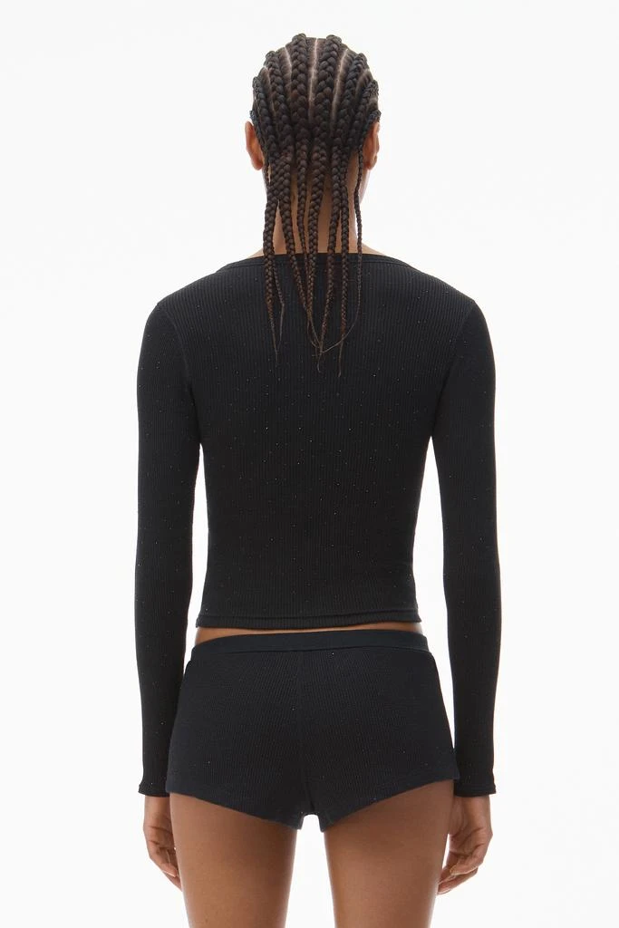 Alexander Wang Crystal Hotfix Long Sleeve Crewneck Tee 4