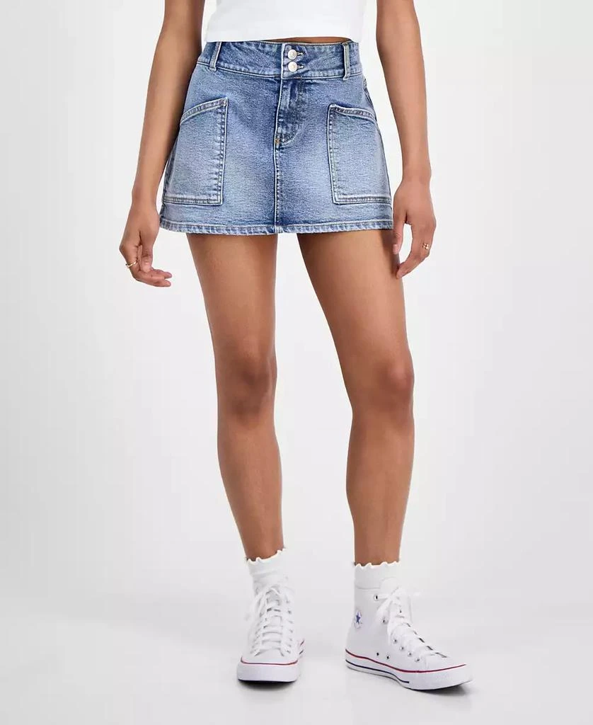 Celebrity Pink Juniors' Double-Button Mini Denim Skirt 6