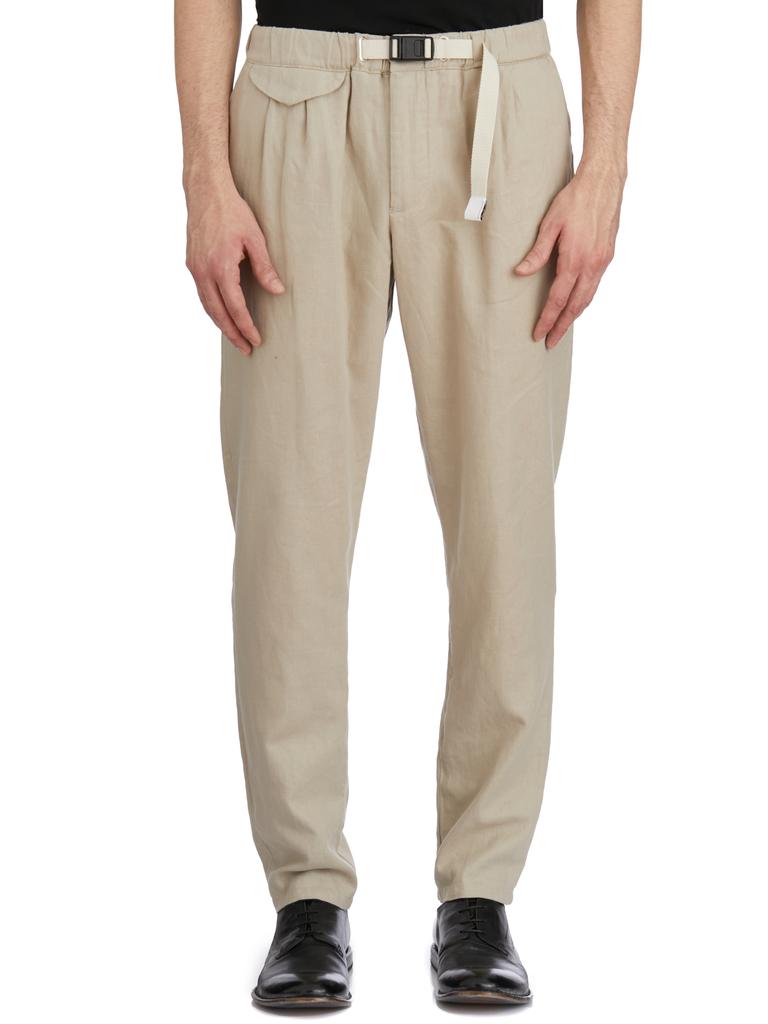 WHITE SAND LINEN AND COTTON TROUSERS