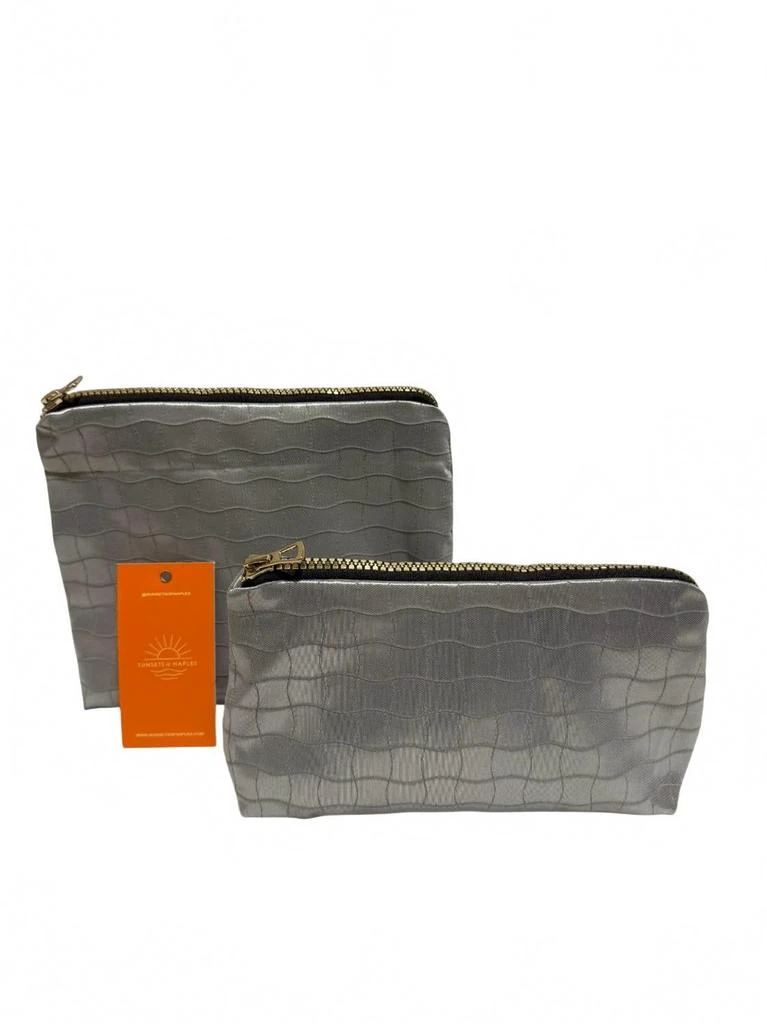 Sunsets of Naples Make Up Bags Set In Silver Decor 1