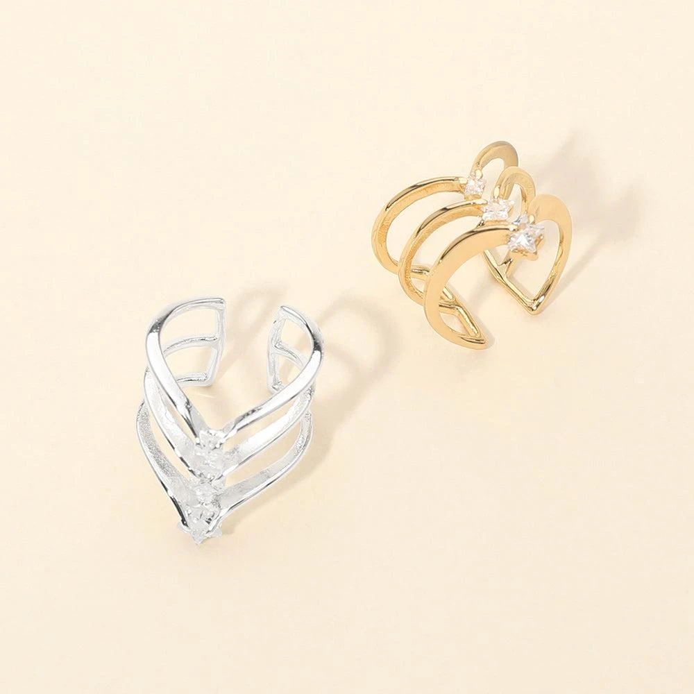 FASHNZFAB SECRET BOX_14K Gold Dipped Triple Star Accent Adjustable Ring 5