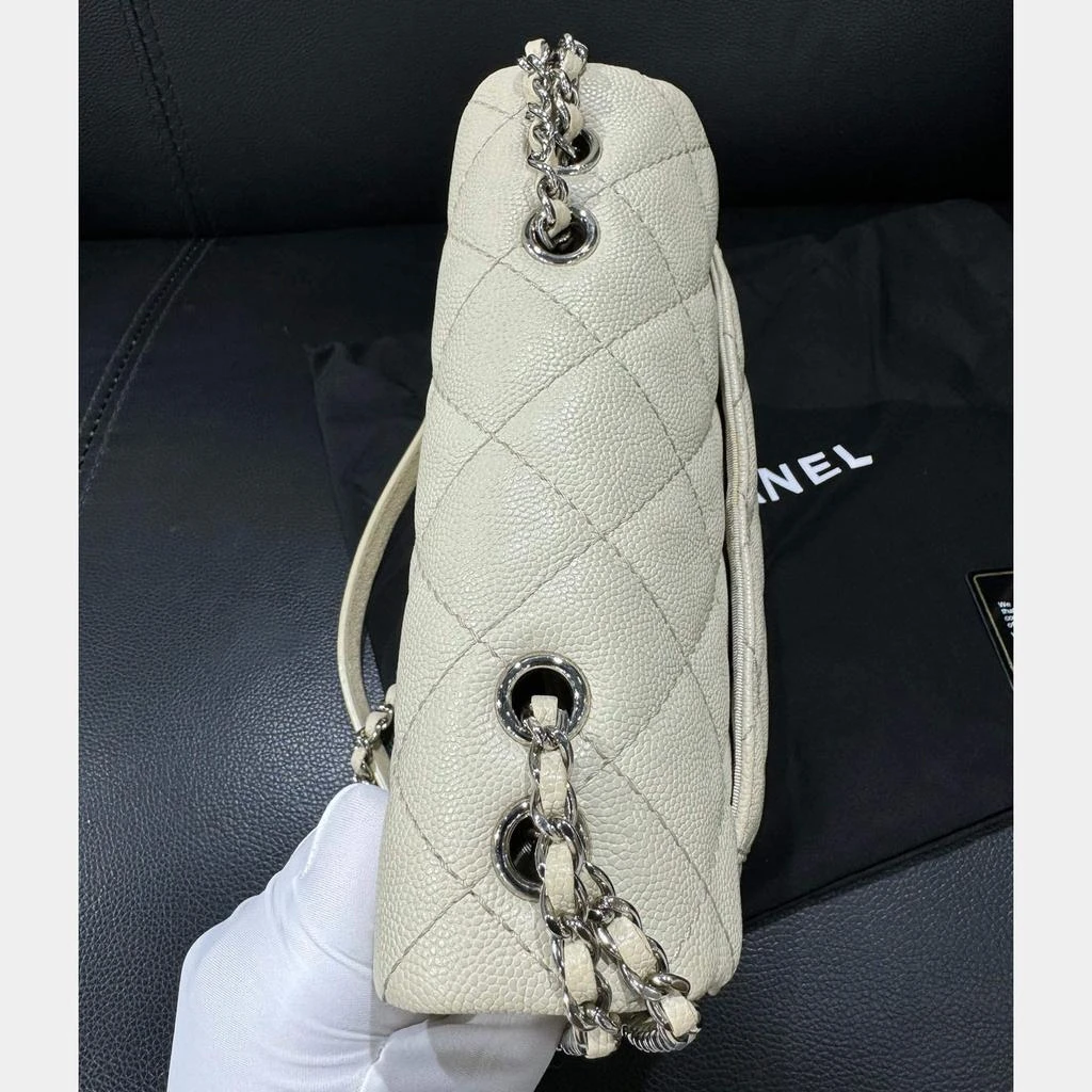 Chanel Chanel White Leather Square Flap Bag 4