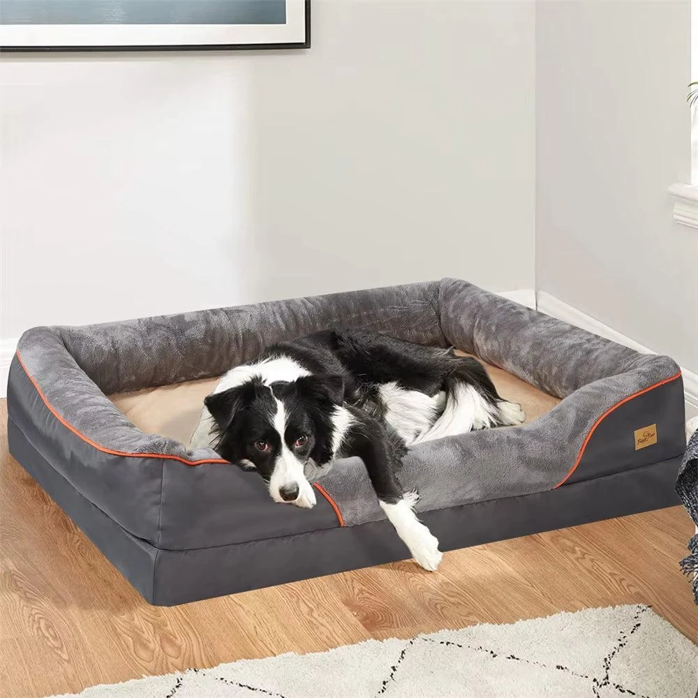 BORWART XXLarge Orthopedic Memory Foam Dog Bed with Waterproof Elevated Cushion and Removable Cover 2