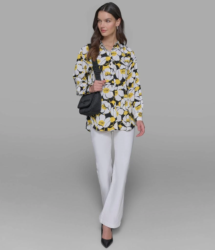 Karl Lagerfeld Paris DAFFODIL SILKY BUTTON DOWN BLOUSE 7
