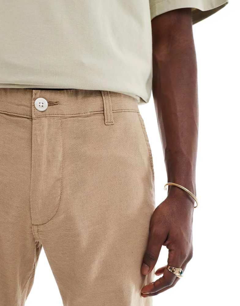 Jack & Jones Jack & Jones linen short in tan 3