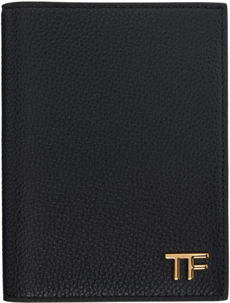 Tom Ford Black Soft Grain Leather T Line Passport Holder 1