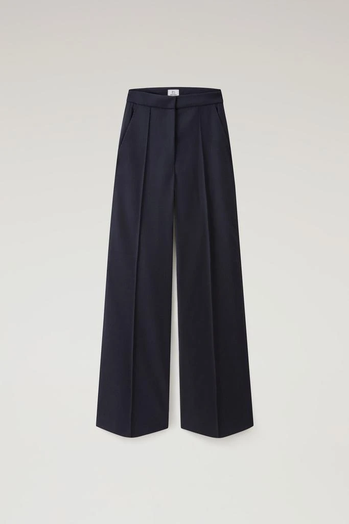 WOOLRICH Wide Leg Pants in Virgin Wool Blend - Women - Blue 4