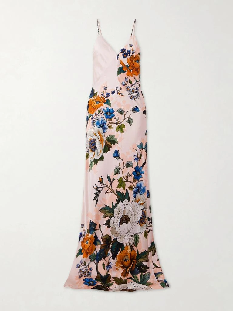 Borgo de Nor Olive Floral-print Satin-crepe Maxi Dress