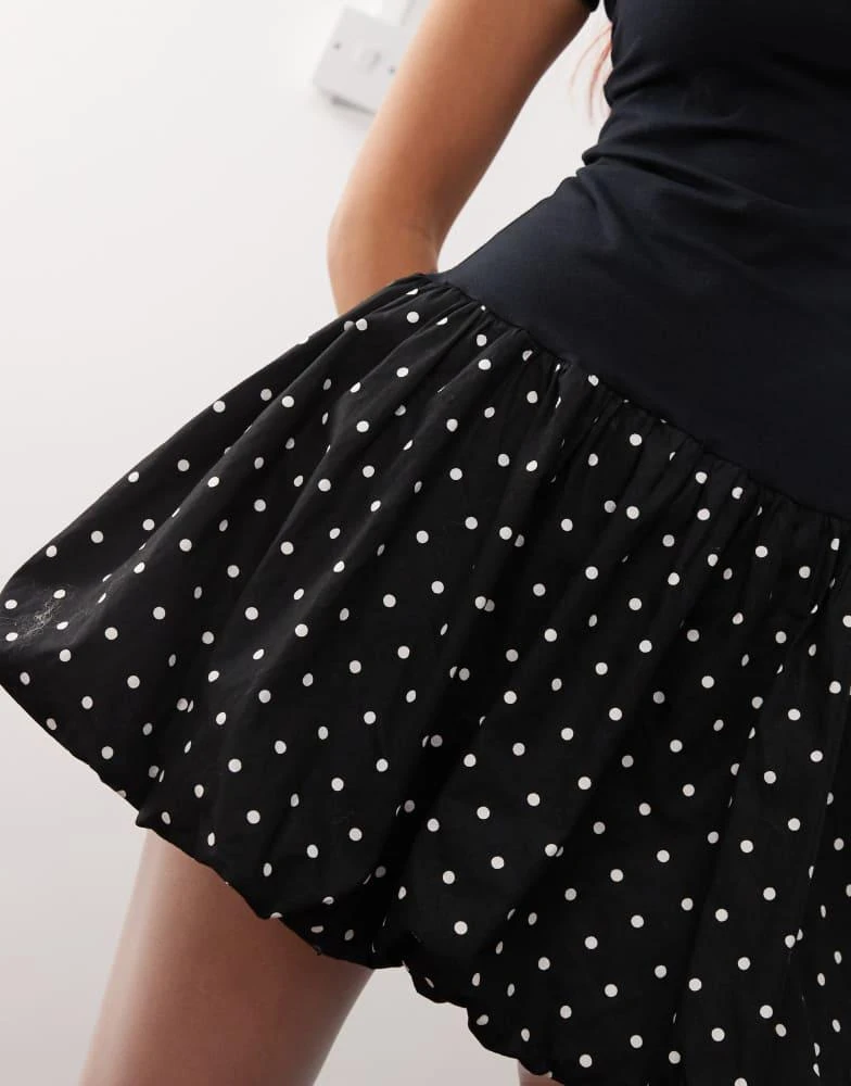 Motel Motel sherida bubble mini dress in black polka dot 3