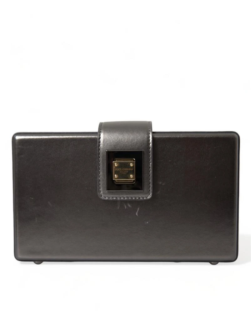 Dolce
Gabbana Steel Leather Box Shape Shoulder gold DG Logo Plaque Bag (Pre-Owned)