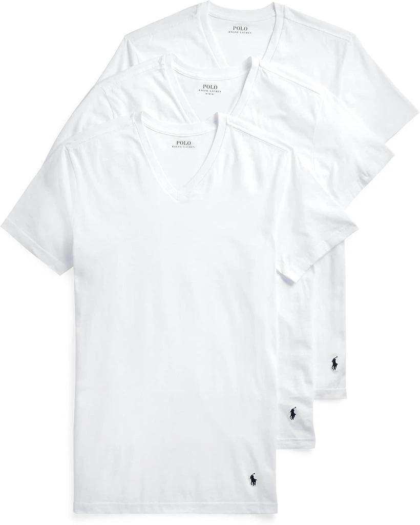 Ralph Lauren Polo Ralph Lauren Men's T-Shirt Pack, 3-Pack, Cotton Men's Clothing V-Neck Undershirt, Slim Fit Tees, Moisture-Wicking