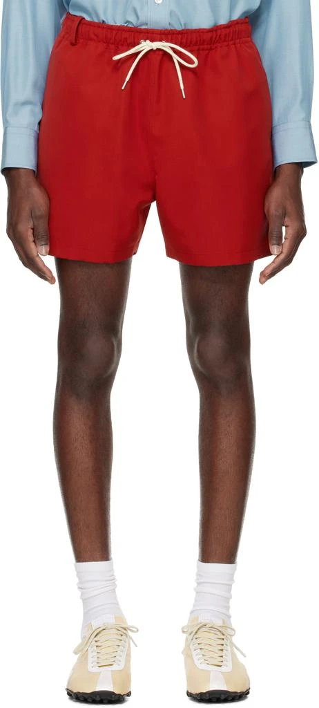 AURALEE Red Wool Max Canvas Shorts 1