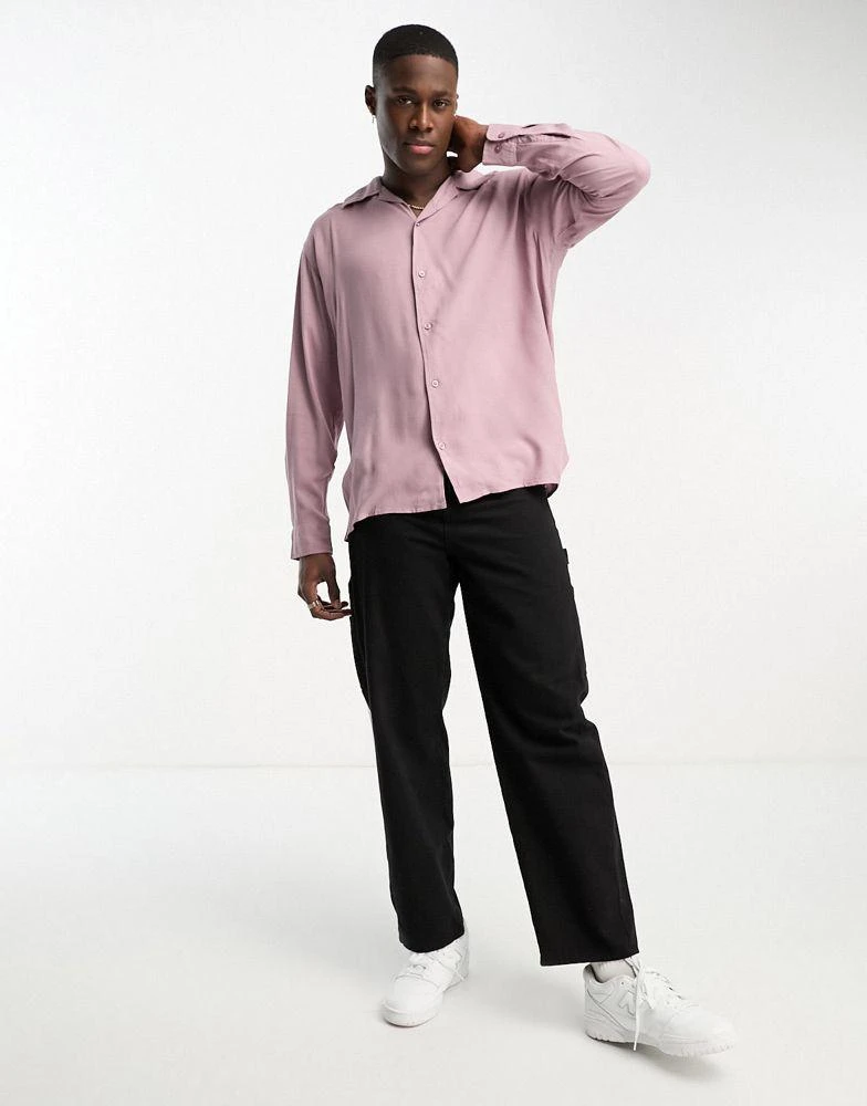 Selected Homme Selected Homme long sleeve revere collar shirt in pink 2