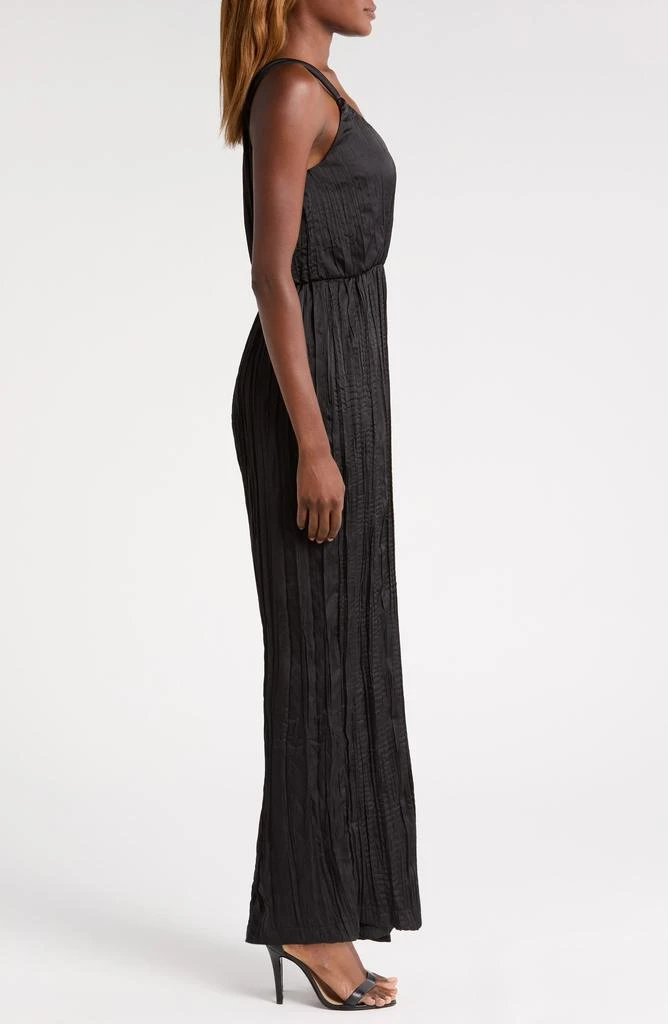 ASTR Surplice Neck Plissé Satin Jumpsuit 3