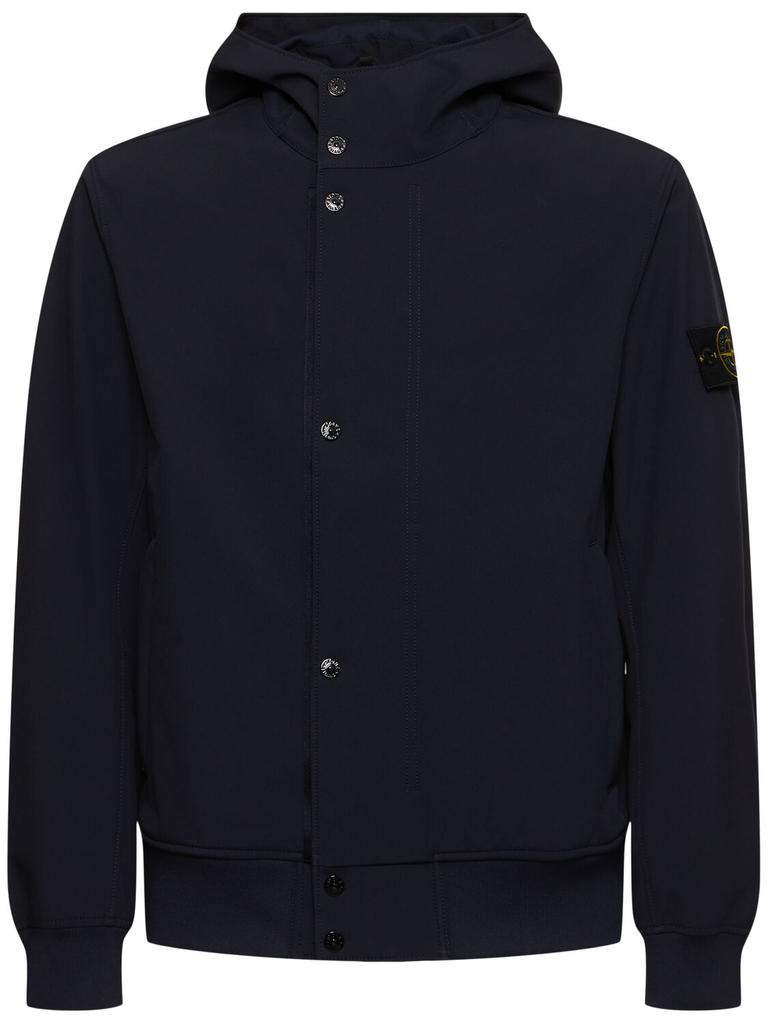 Stone Island Blue Organic Stretch Cotton Overshirt - Jackets Stone Island Blue Organic Stretch Cotton Overshirt - Jackets
