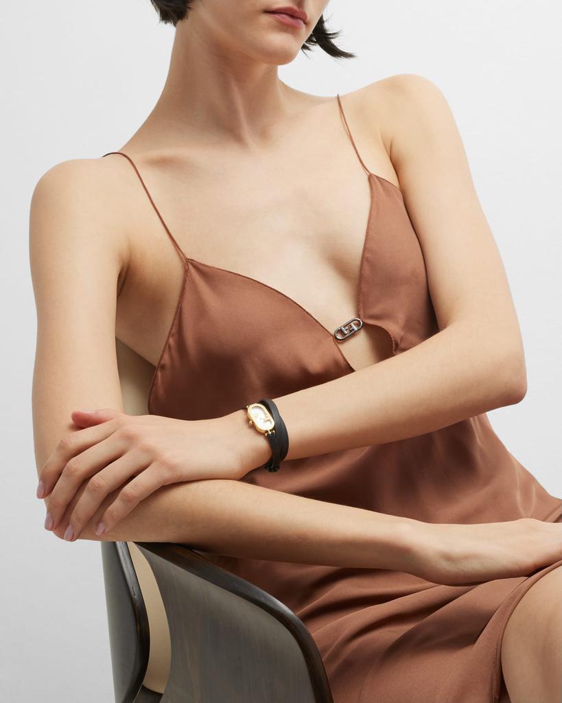 Fendi O'Lock Vertical Oval Calf Leather Wrap Watch - Women's