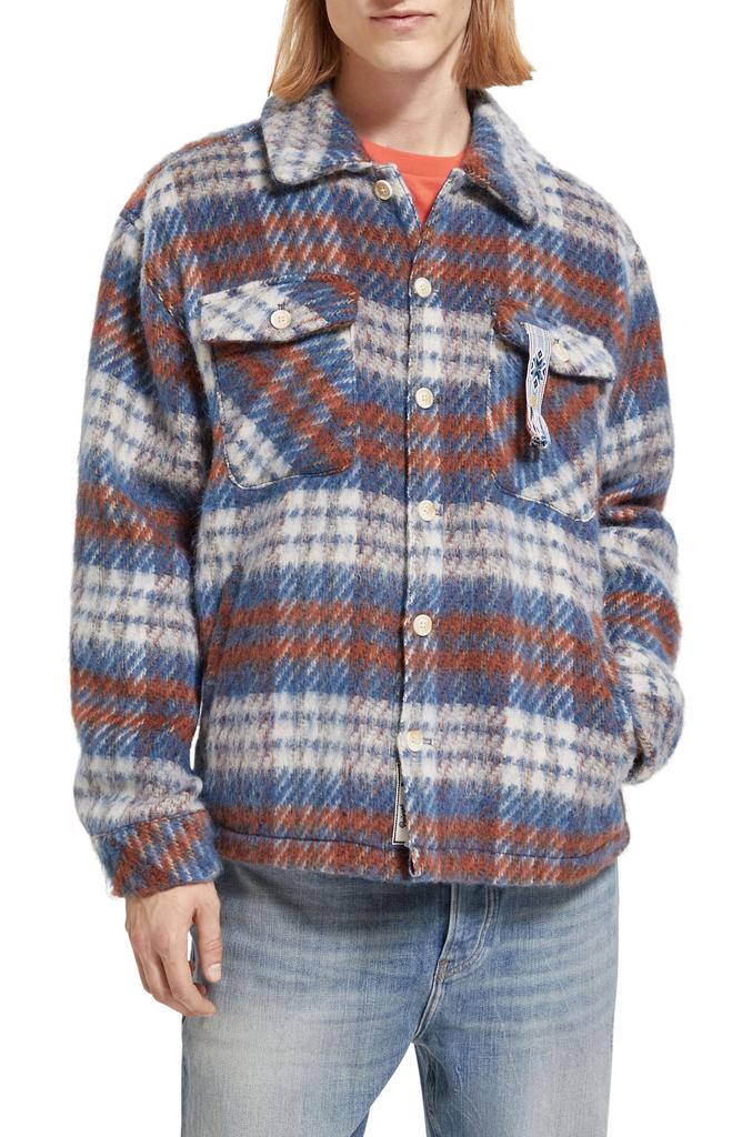 Scotch & Soda Plaid Brushed Flannel Button-Up Overshirt