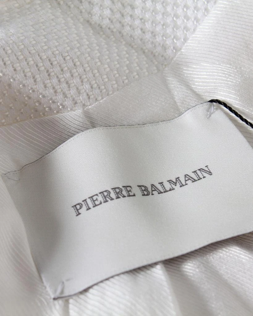 PIERRE BALMAIN Peak Lapel Double-Breasted Blazer in White Cotton 4