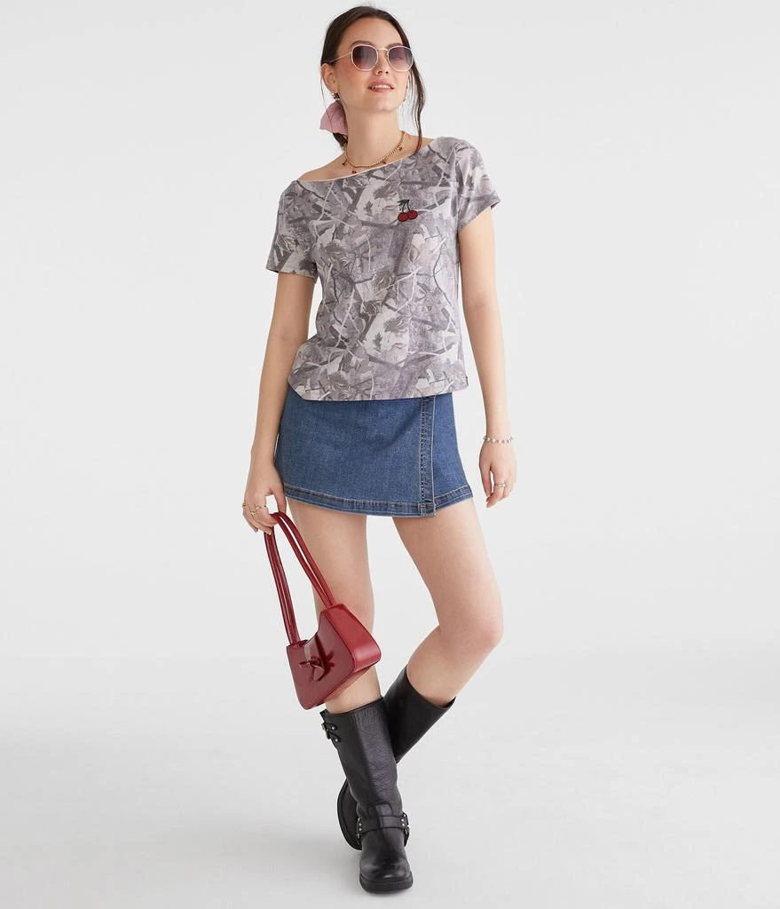 Aeropostale Low-Rise Denim Wrap Mini Skort 2