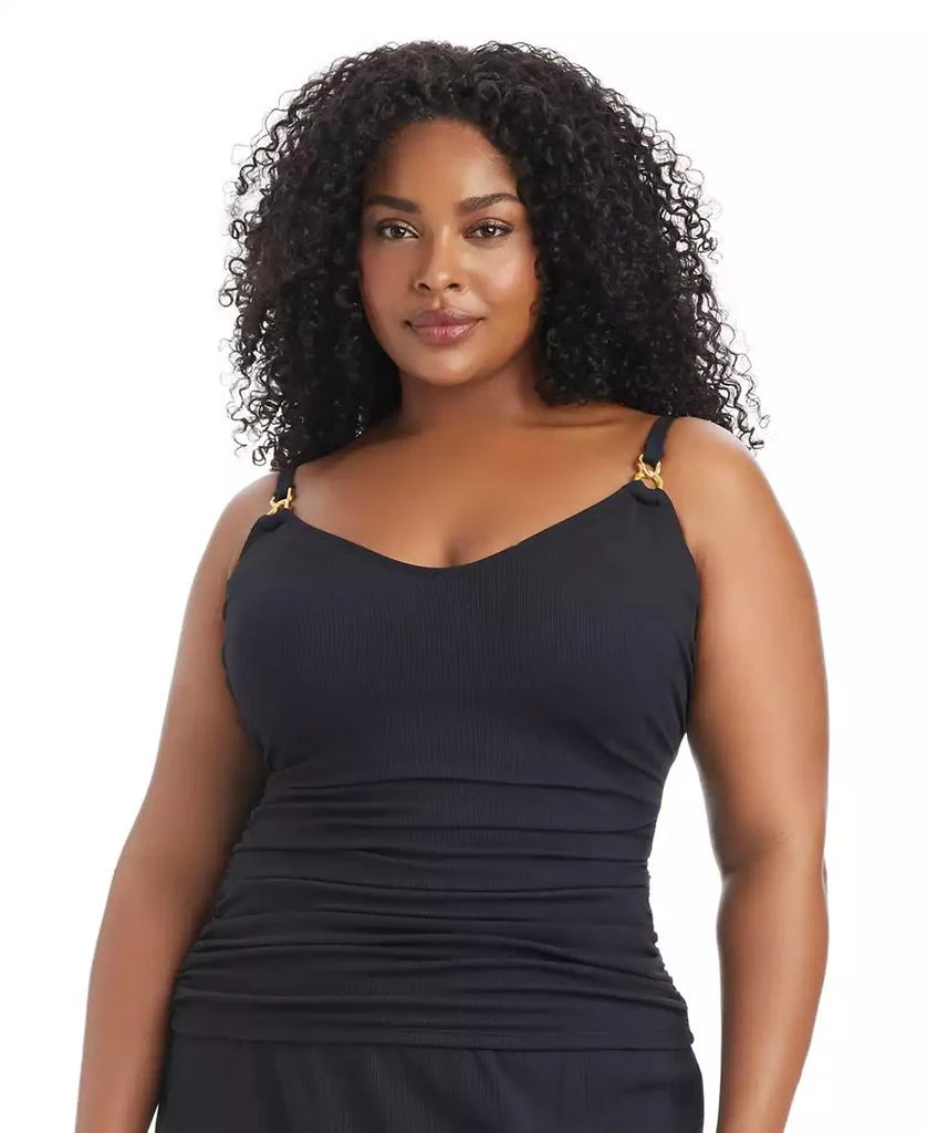 Bleu Rod Beattie Plus Size Pique Ole Scoop Neck Tankini Swim Top