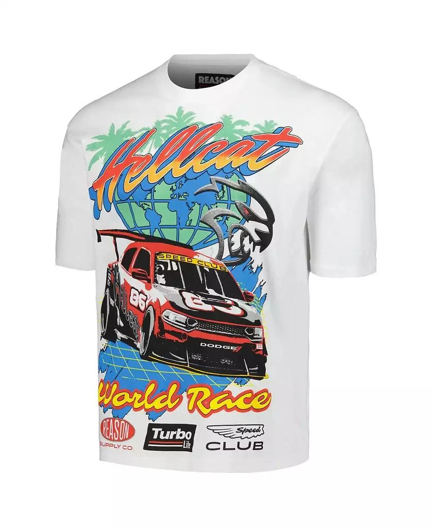 Reason Men's and Women's White Dodge Hellcat Racing Graphic Box T-Shirt 2