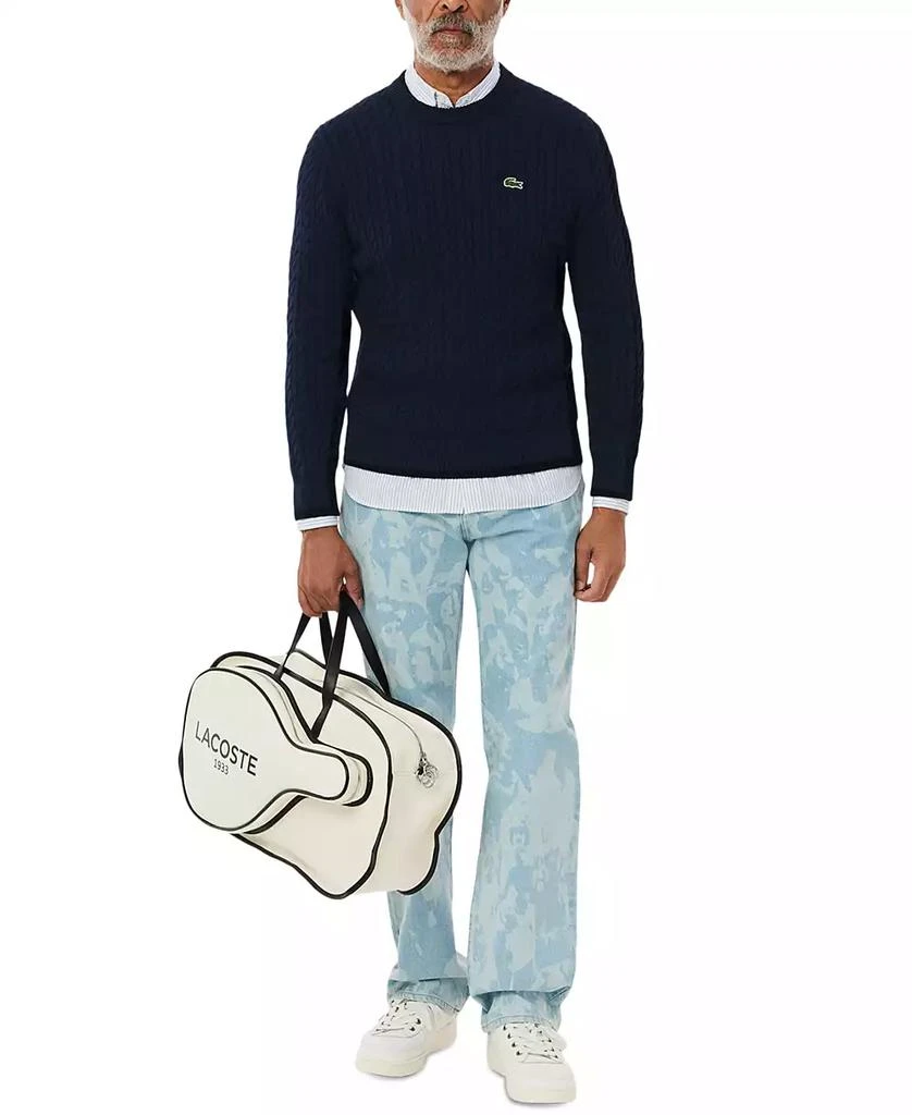 Lacoste Men's Regular-Fit Cable-Knit Crewneck Sweater 4
