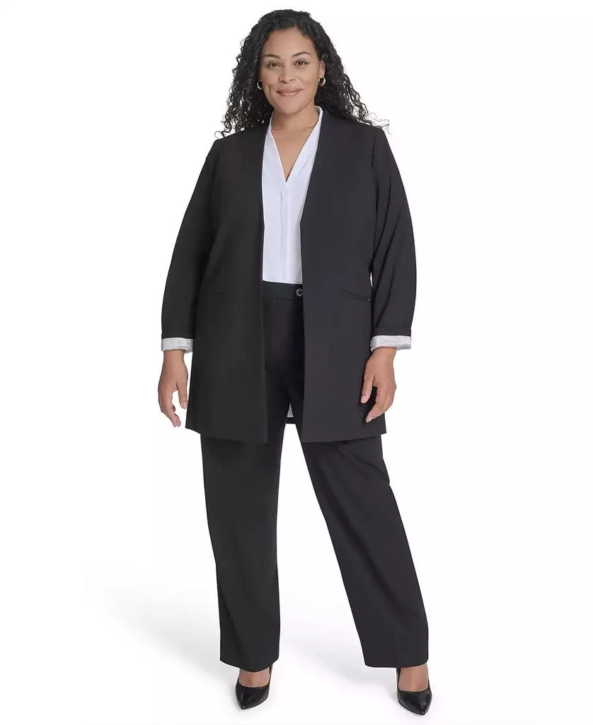 Calvin Klein Plus Size Collarless Open-Front Topper Jacket 4