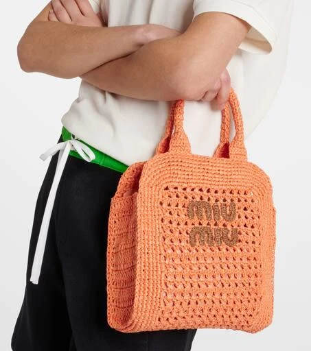 Miu Miu Small raffia tote bag 2