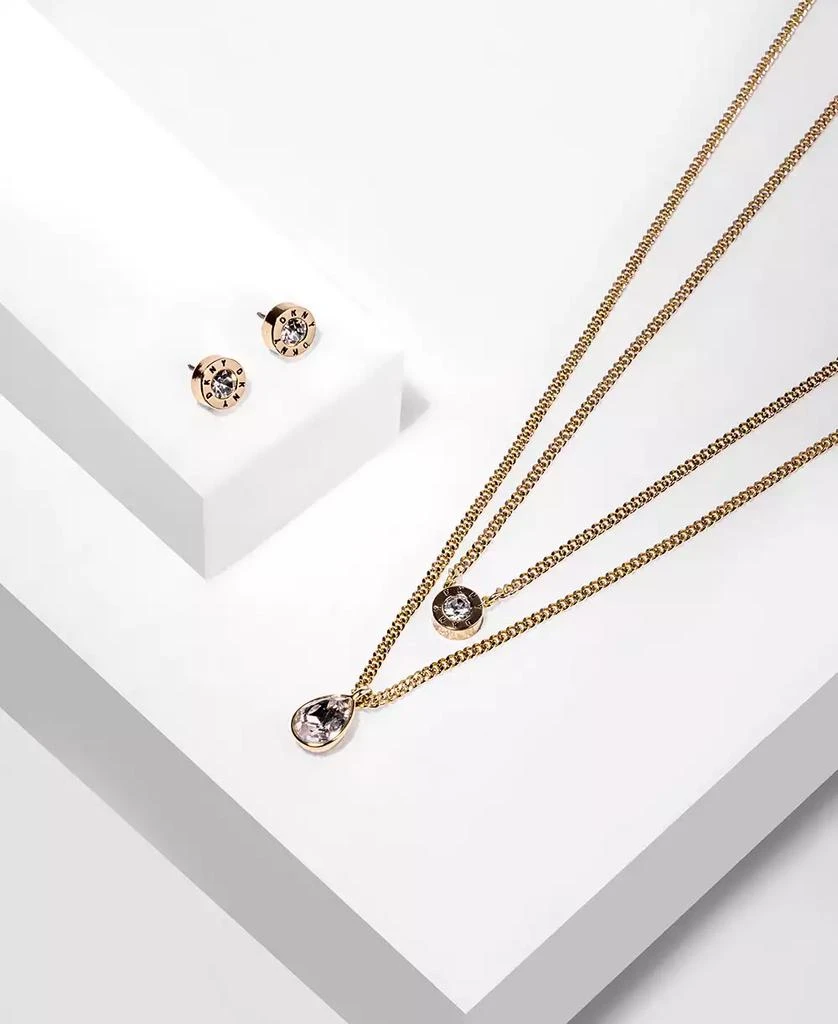 DKNY Logo Crystal Ring Stud Earrings 4