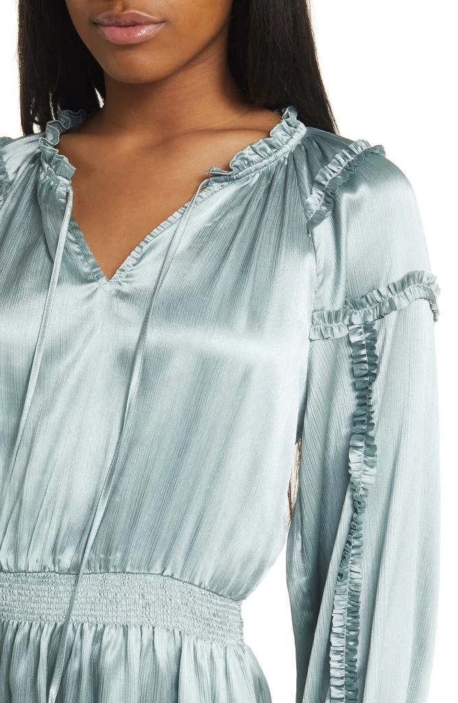 ALL IN FAVOR Ruffle Long Sleeve Satin Minidress 4