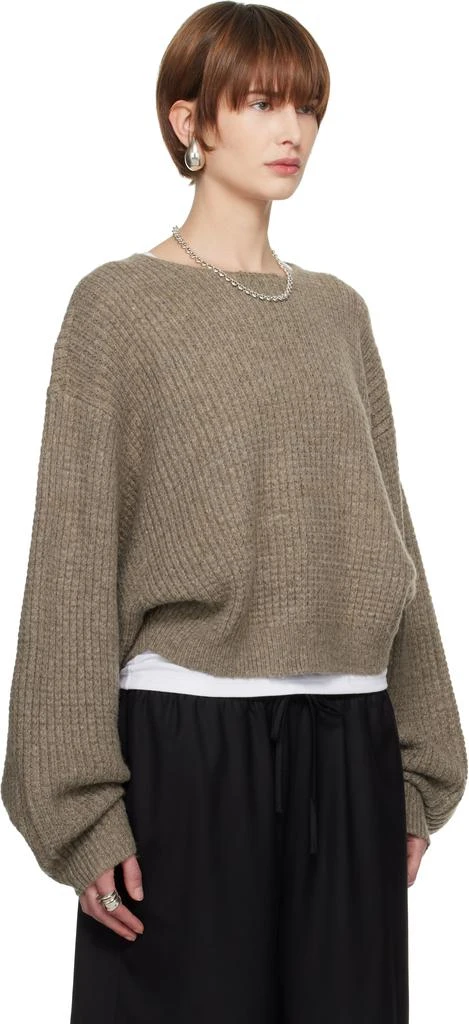 Essentials Gray Heavy Waffle Cropped Sweater 2