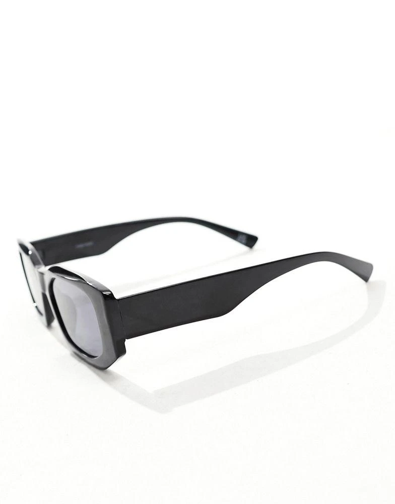 ASOS ASOS DESIGN mid square sunglasses with bevel angular detail in black 2