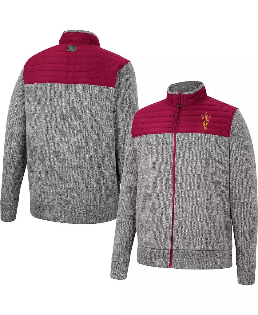 Colosseum Men's Gray, Maroon Arizona State Sun Devils Putter Herringbone Full-Zip Jacket
