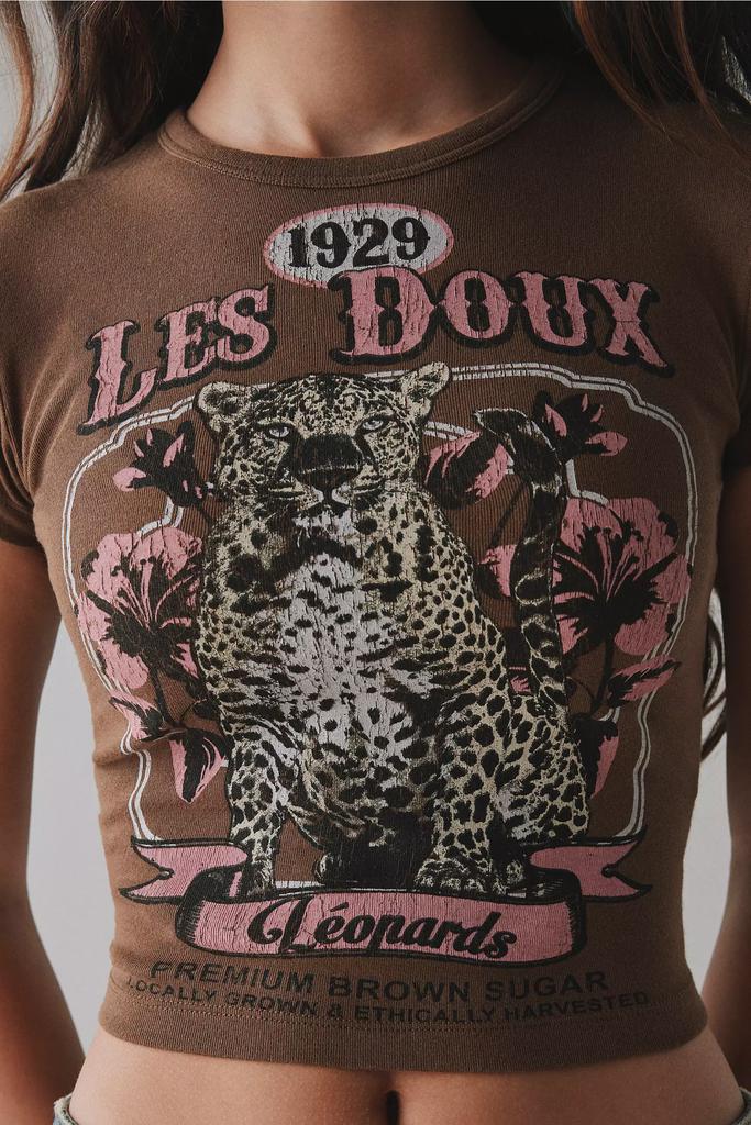 Les Doux Leopard Graphic Baby Tee – On Sale Now with Up to 49% Off