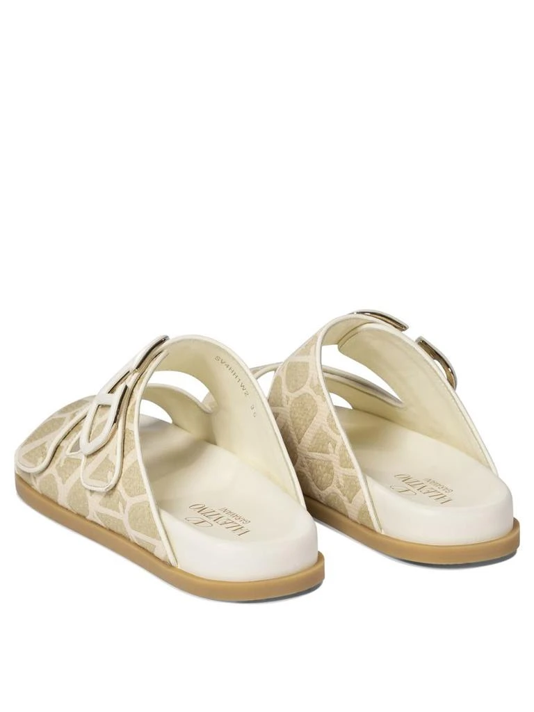 Valentino Valentino Garavani Sandalo Flat In Rafia Sintetica A Motivo Toile Iconographe 4