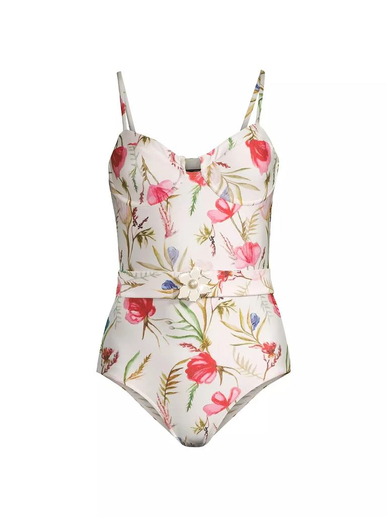 PatBO Viera Floral Tie-Waist One-Piece Swimsuit 1