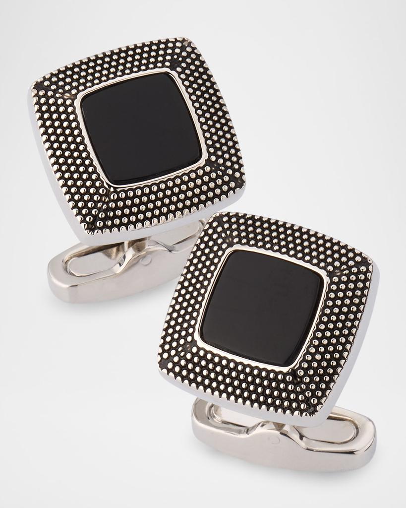 LINK UP Men's Black Onyx Square Cufflinks