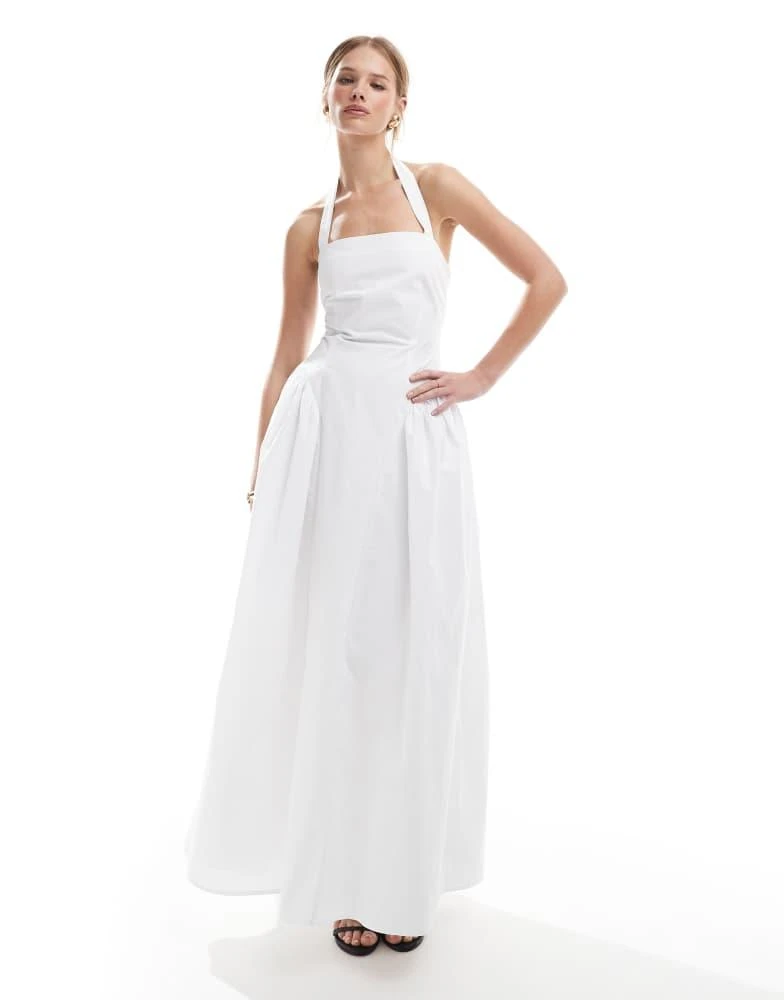 asos cotton maxi dress ASOS DESIGN embroidered off shoulder cotton maxi dress with ruched bust  detail in white
