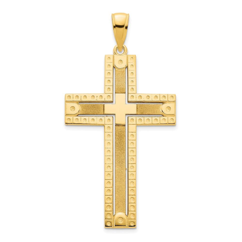 Diamond2Deal 14k Yellow Gold Fancy Sandblasted Cross Pendant