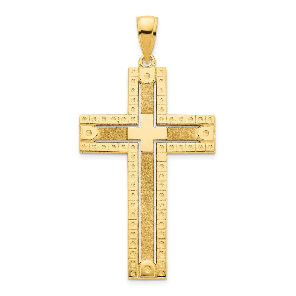 Diamond2Deal 14k Yellow Gold Fancy Sandblasted Cross Pendant 1