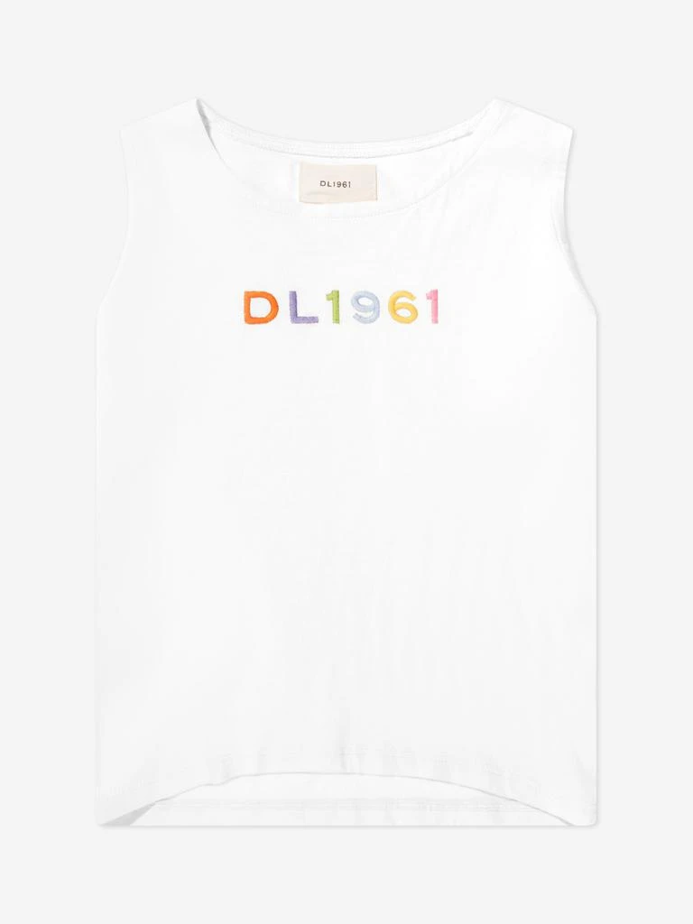 DL1961 DL1961 Girls Marcie Logo Tank Top in White 1