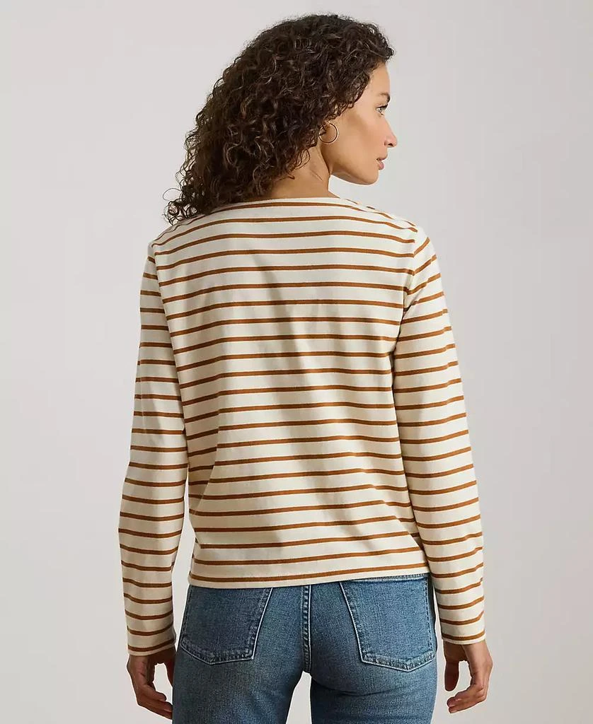 Ralph Lauren Petite Striped Jersey Snap-Trim Boatneck Top 4