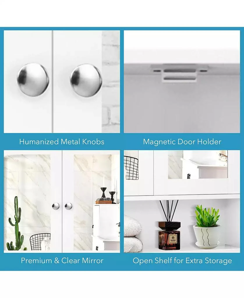 SUGIFT Bathroom Wall Mount Mirror Cabinet Organizer-White 3