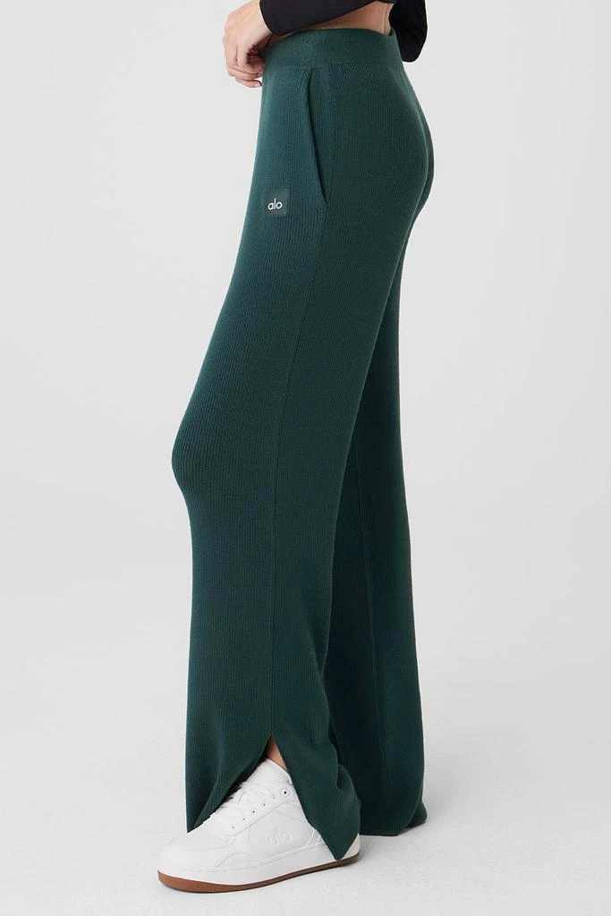 Alo Knit High-Waist Salana Wide Leg Pant - Midnight Green 4